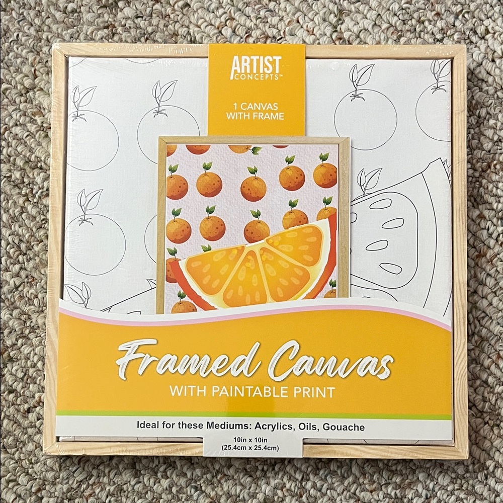 Framed Canvas with Orange Print